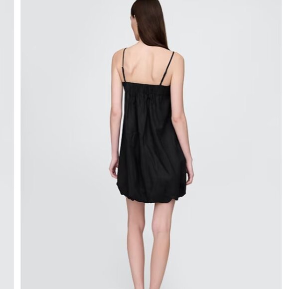 GAP Linen Blend True Black Bubble Mini Dress Medium - Picture 5 of 8